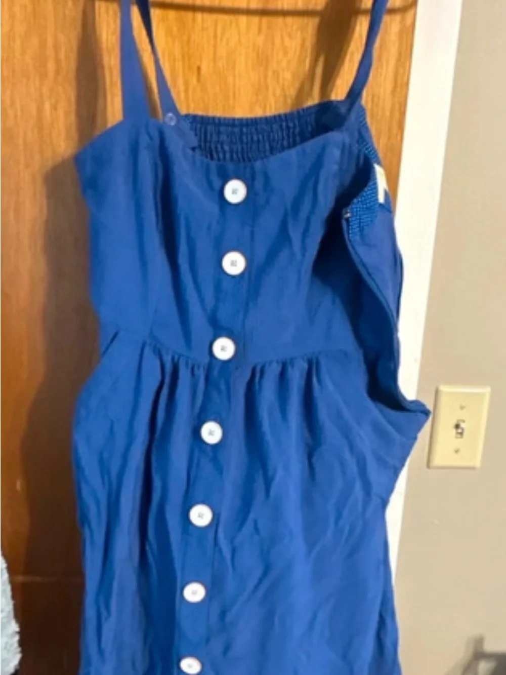Anthropologie Cobalt Blue Button-Front Midi Sundress